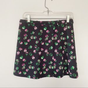 Topshop wrap skirt heart apple print mini navy with green and pink whimsical